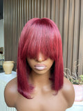 Virgin hair Bob Wig- Red Bang Bob Wig 12 Inches